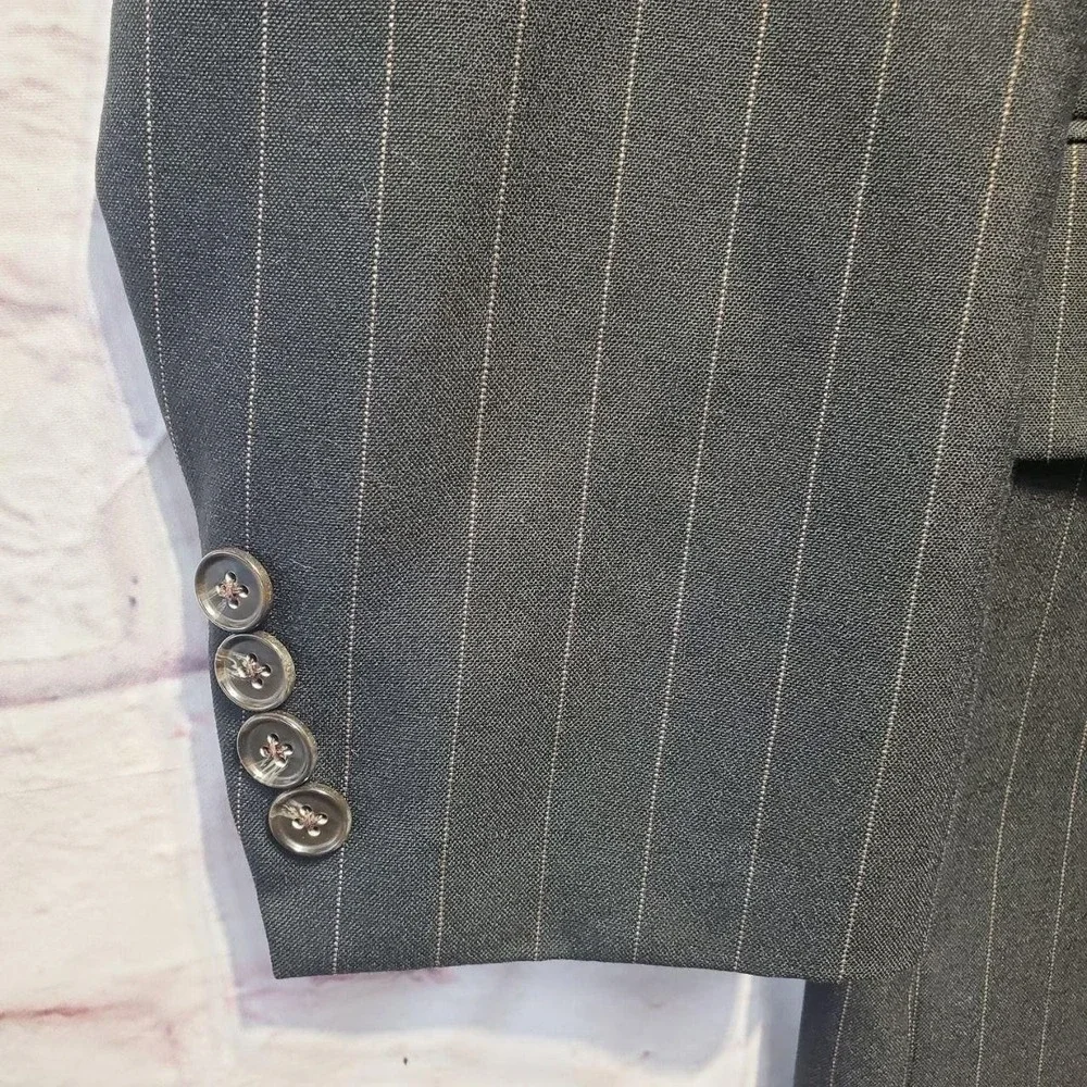 VTG‎ Lauren Ralph Lauren Pinstripe Blazer Jacket 42T Wool Alpaca Made in Canada
